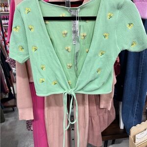 Zara Mint Green Floral Crop Top